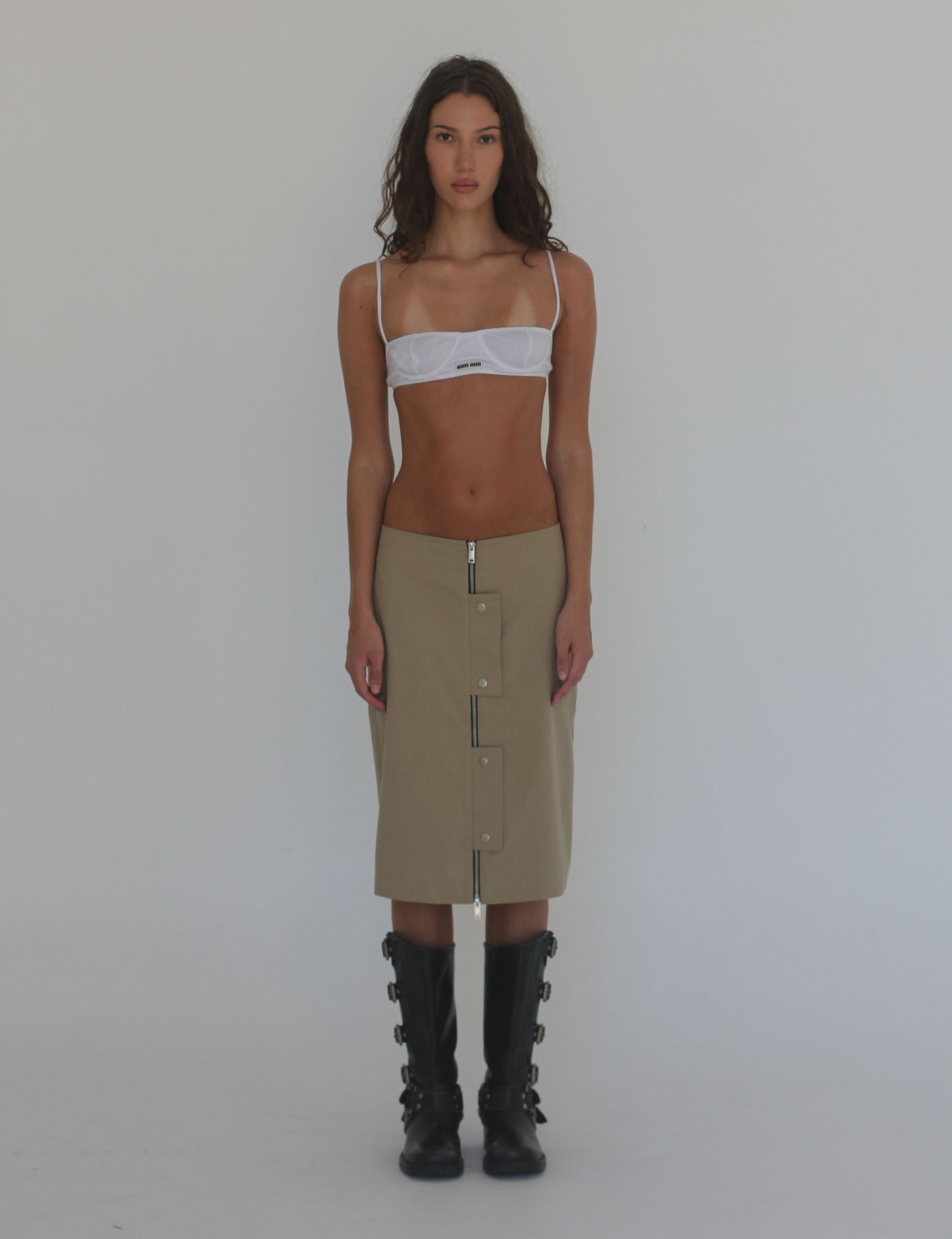 ZIP MIDI SKIRT
