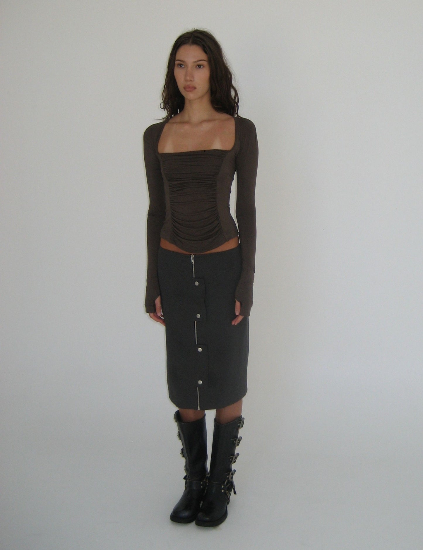 RUCHED LONG SLEEVE