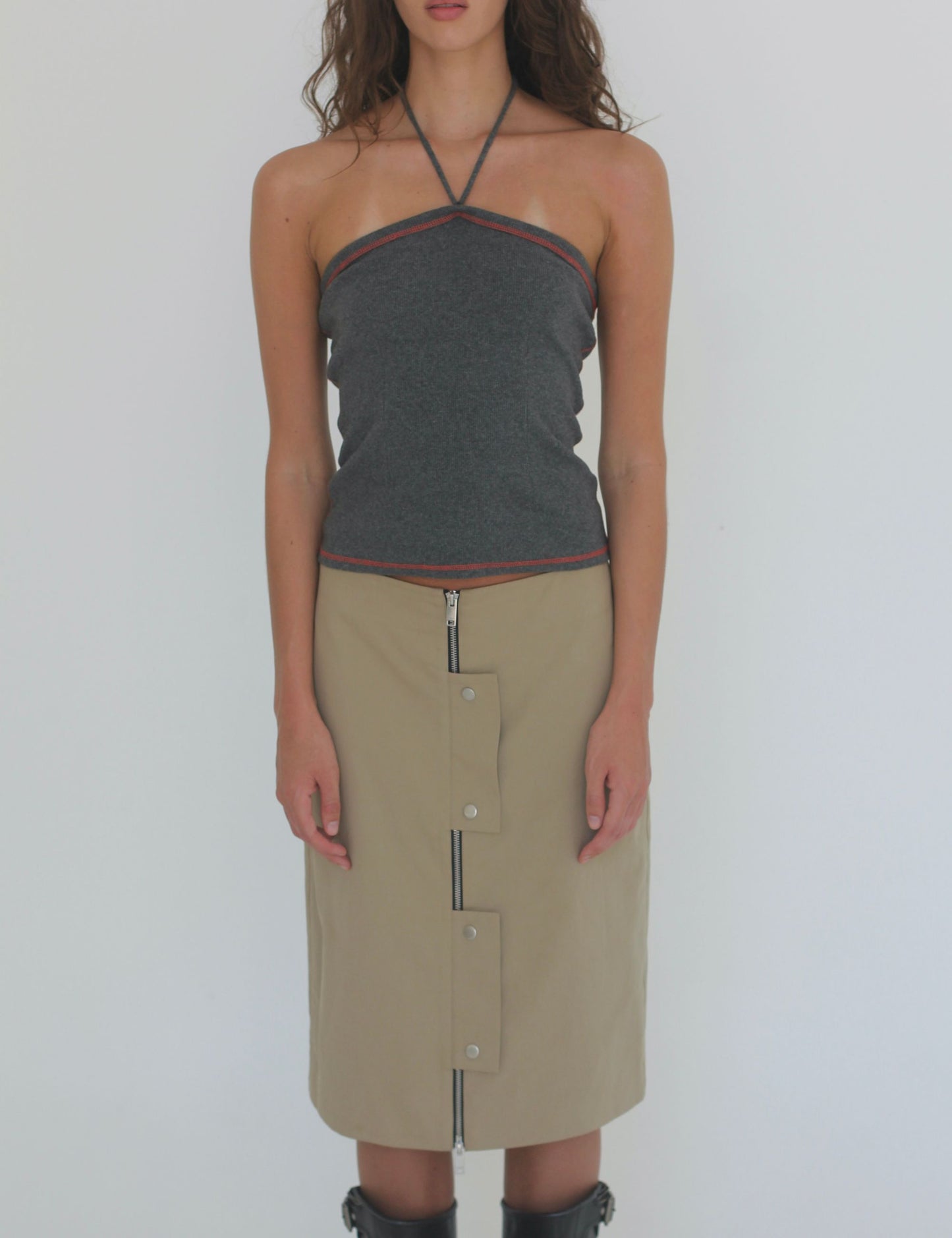 ZIP MIDI SKIRT