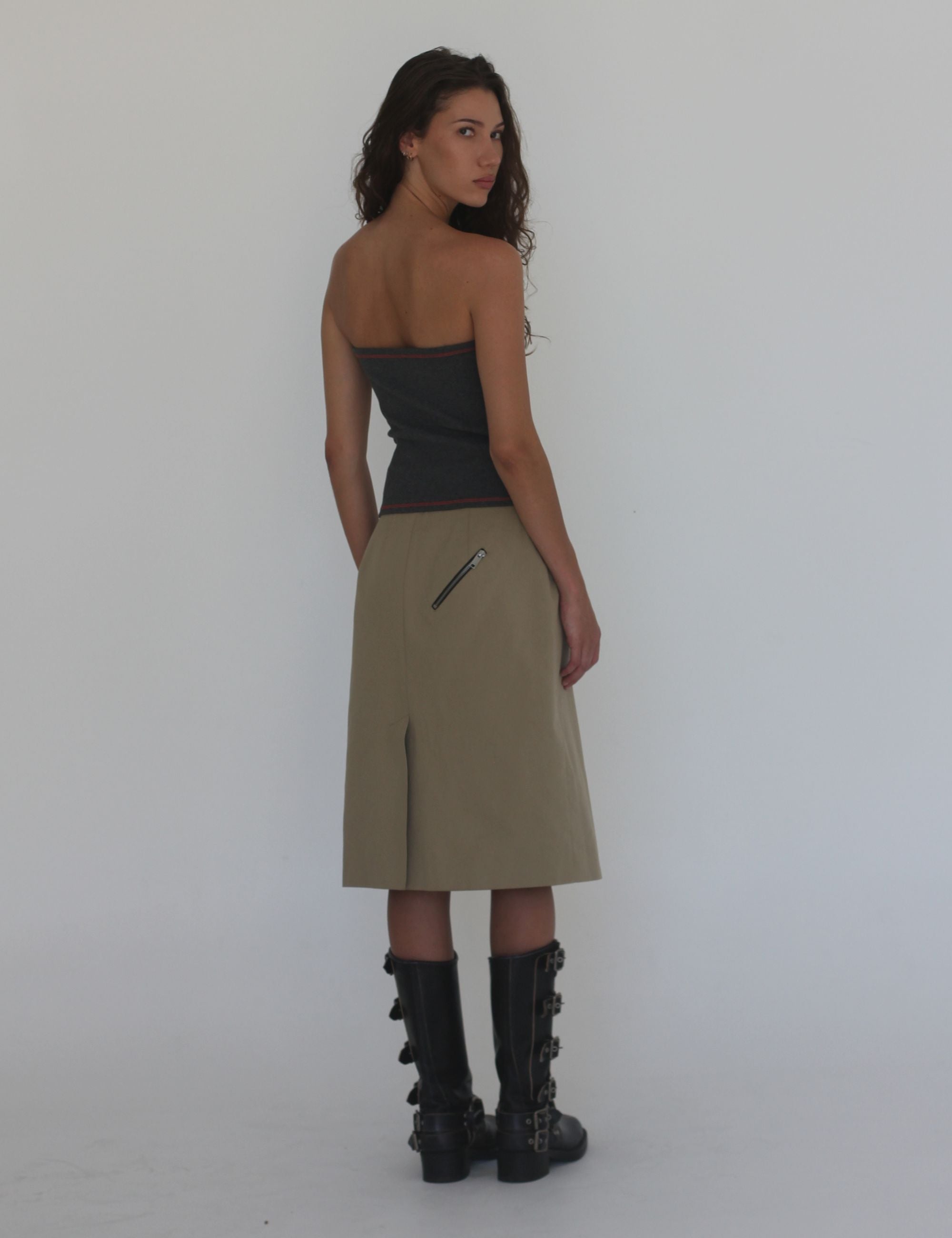 ZIP MIDI SKIRT