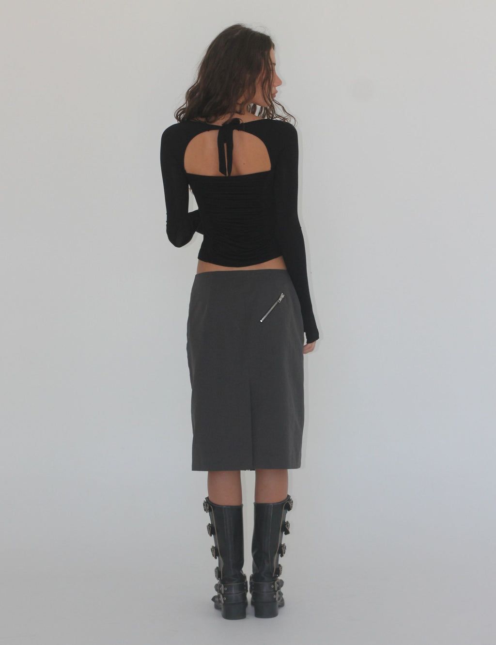 ZIP MIDI SKIRT
