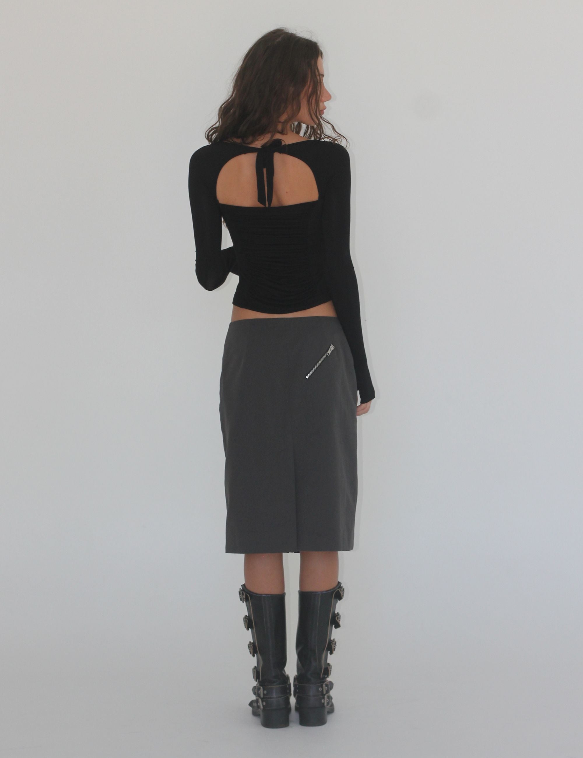 ZIP MIDI SKIRT
